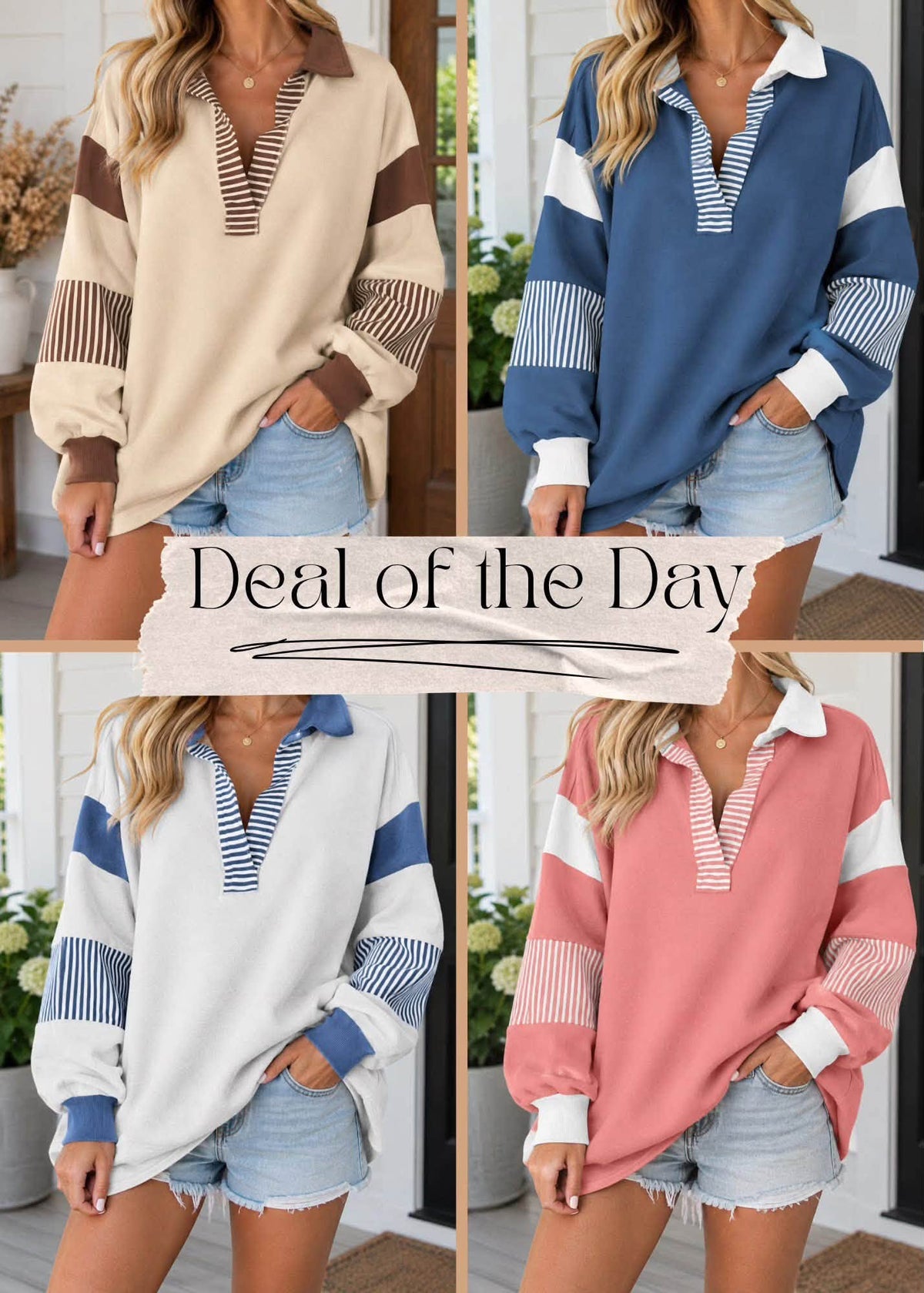 Striped Colorblock Sweatshirt (IN:1229)