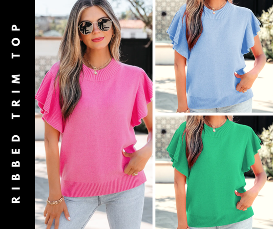 RIBBED TRIM TOP (IN:826)