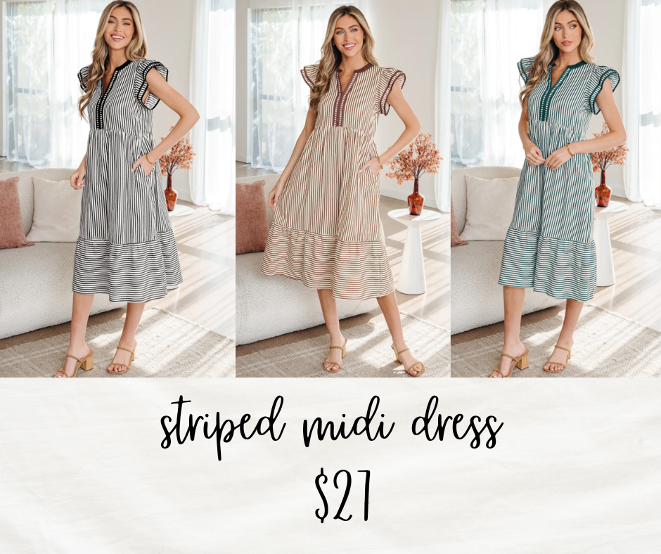 STRIPED MIDI DRESS (IN:832)