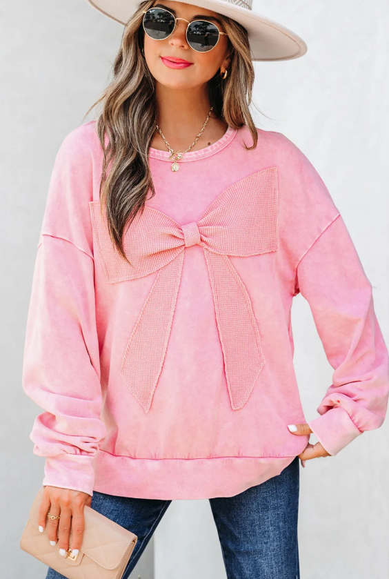 Bow Patchwork Mineral Wash Sweatshirt