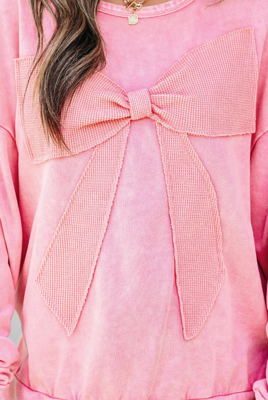 Bow Patchwork Mineral Wash Sweatshirt