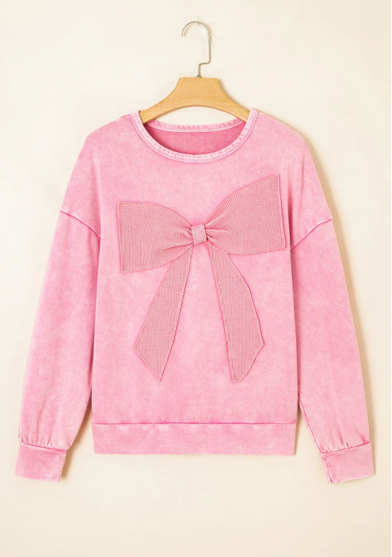 Bow Patchwork Mineral Wash Sweatshirt