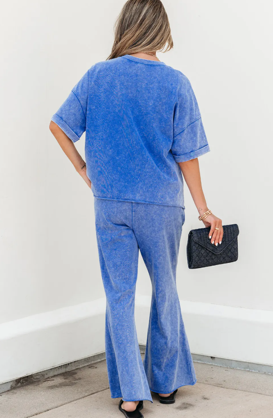 Acid Wash Star Patched Pants Set