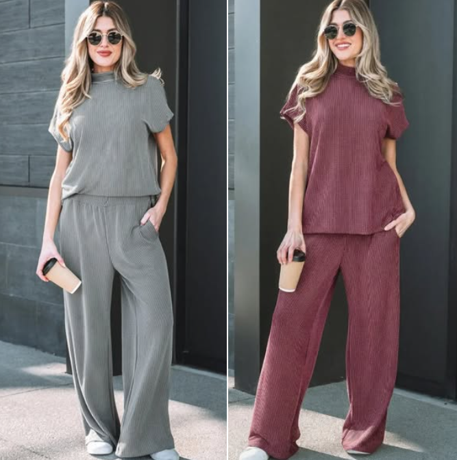 RIBBED MOCK NECK PANT SET (IN:706)