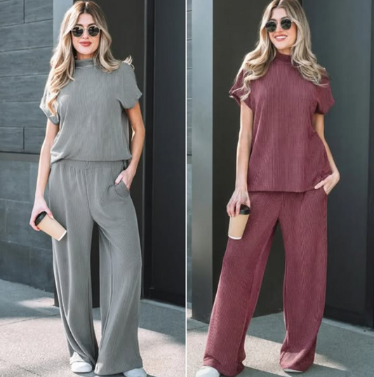 RIBBED MOCK NECK PANT SET (IN:706)