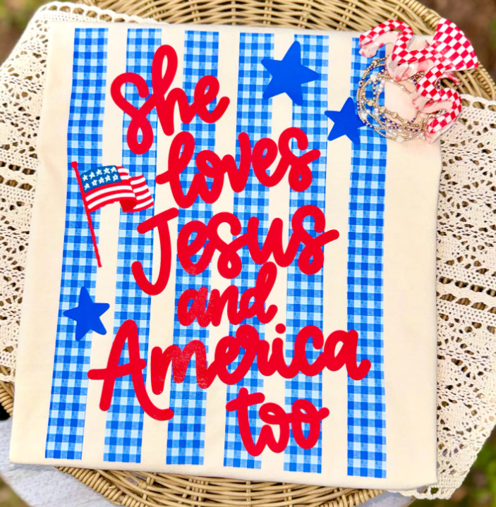 SHE LOVES JESUS & AMERICA, TOO SHIRT (IN:816)