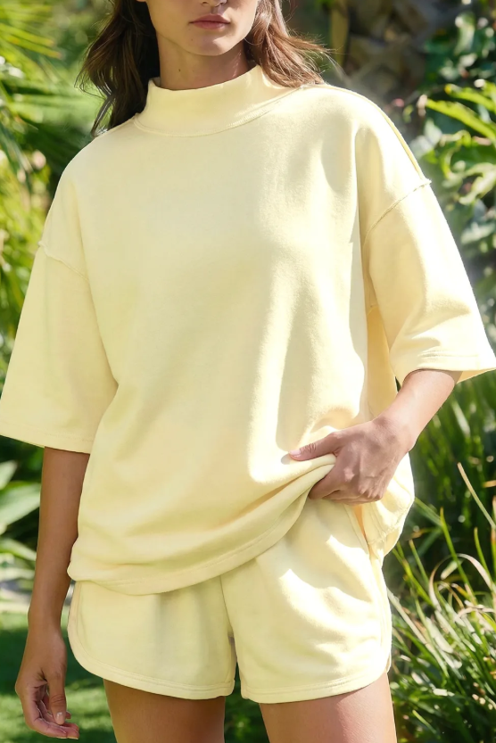 **TWO COLORS**MOCK NECK SHORT SLEEVE SET! (IN: 841)
