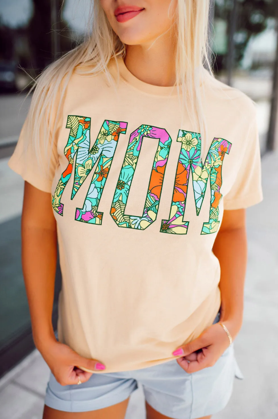 MOM FLORAL PRINT TEE SHIRT