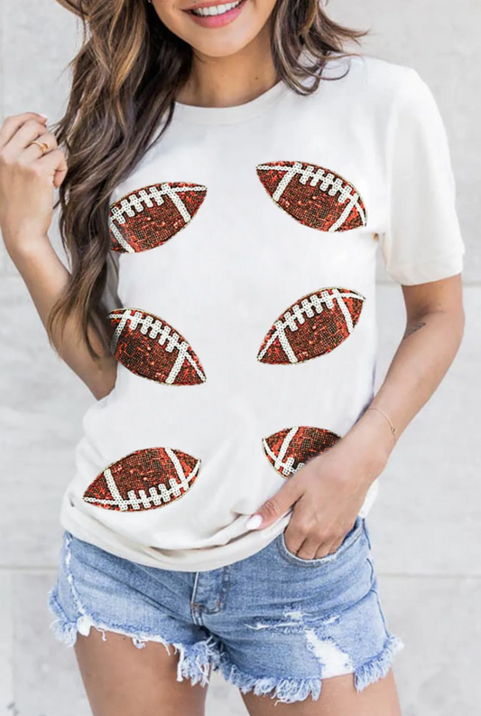 WHITE SHIRT WITH FOOTBALL SEQUIN