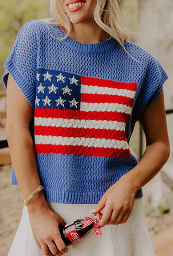 USA KNIT SWEATER (BLUE)