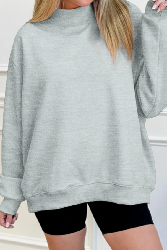 PLAIN GREY MOCKNECK PULLOVER