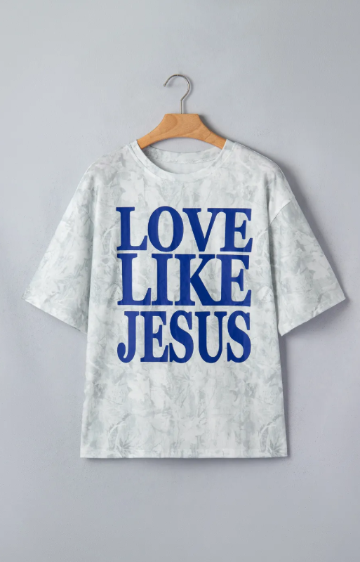 LIGHT GREY CAMO LOVE LIKE JESUS TEE! (IN:906)