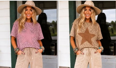 LEOPARD STAR STUDDED TOP (IN:935)