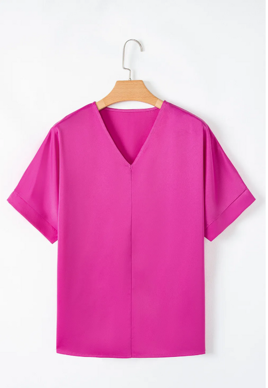 PINK SILKY V NECK (IN:956)