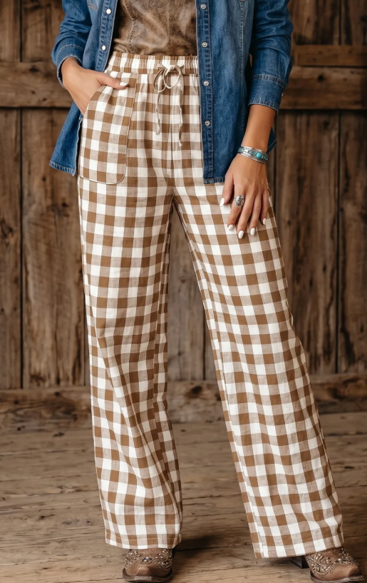 BROWN GINGHAM PANT (IN:982)