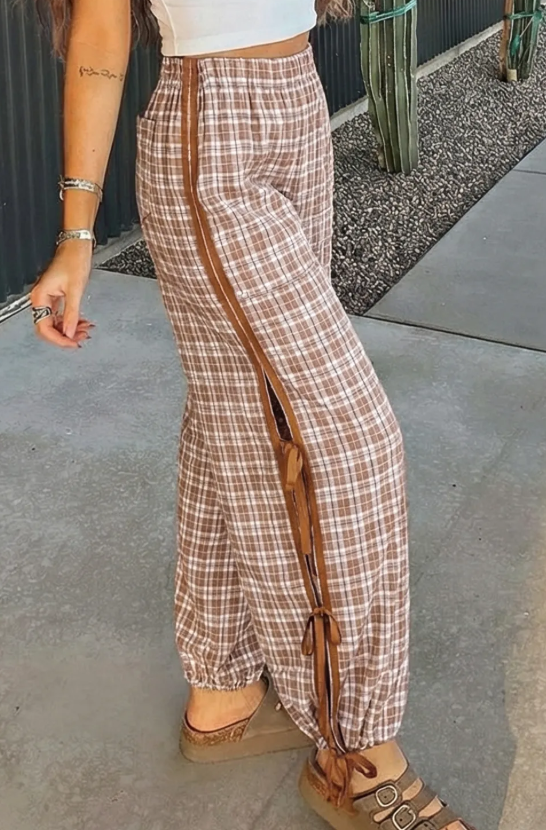 Plaid Bow Detail Pants (IN:1131)