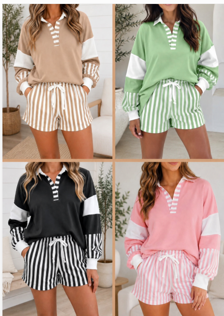 Striped Colorblock Set (IN:1142)