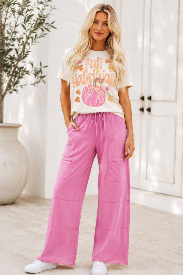 Pink Mineral Wash Pants (IN:1147)