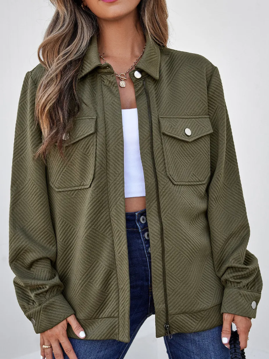Textured Zip Up Jacket (IN:1157)