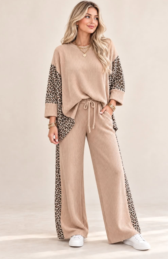 Ribbed Set with Leopard Details (IN:1206)
