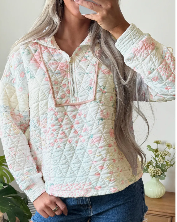 Quilted Floral Sweatshirt (IN:1214)