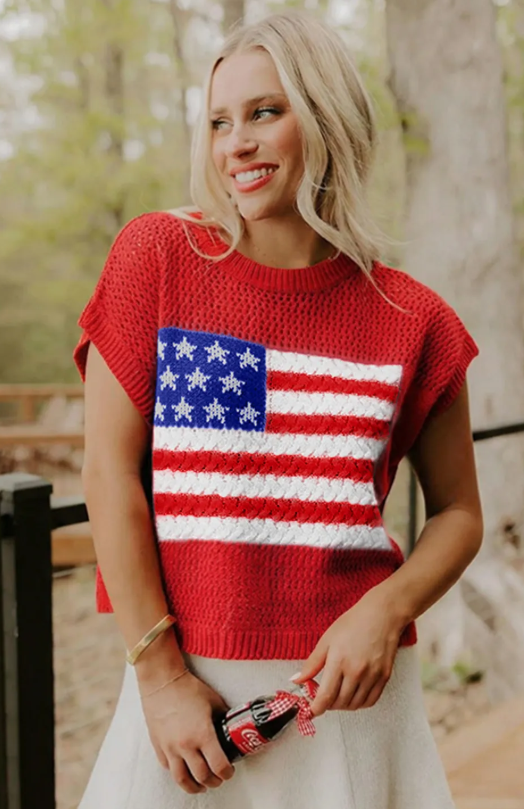 USA KNIT SWEATER TOP (IN:821)