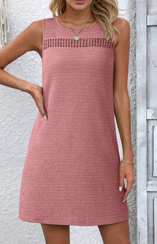 TEXTURED SLEEVELESS DRESS (IN:819)