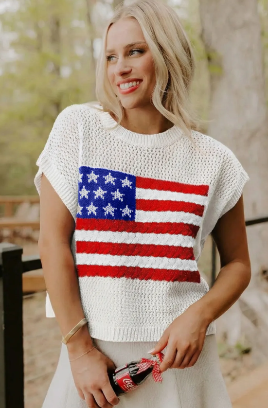 USA KNIT SWEATER TOP (IN:821)
