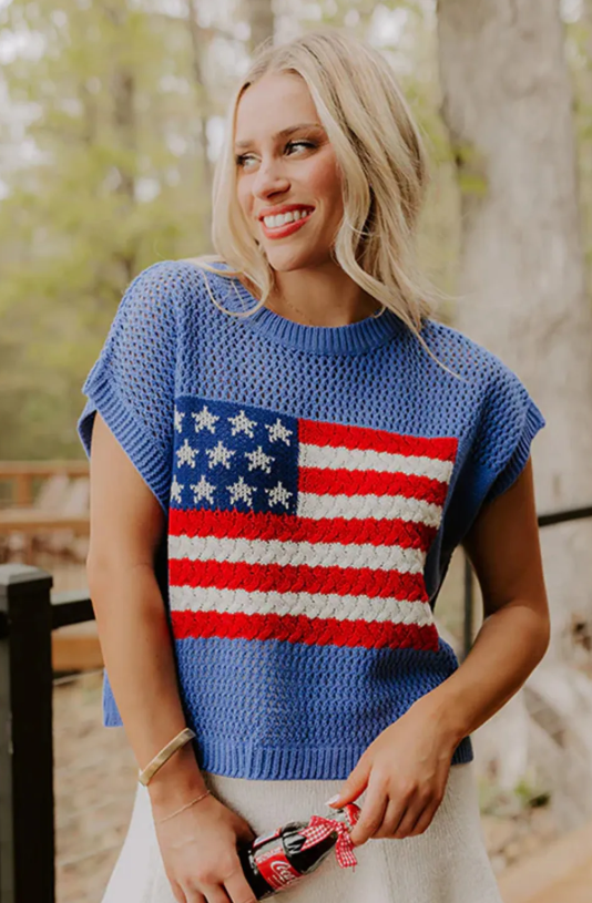 USA KNIT SWEATER TOP (IN:821)