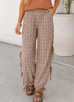 Plaid Bow Detail Pants (IN:1131)