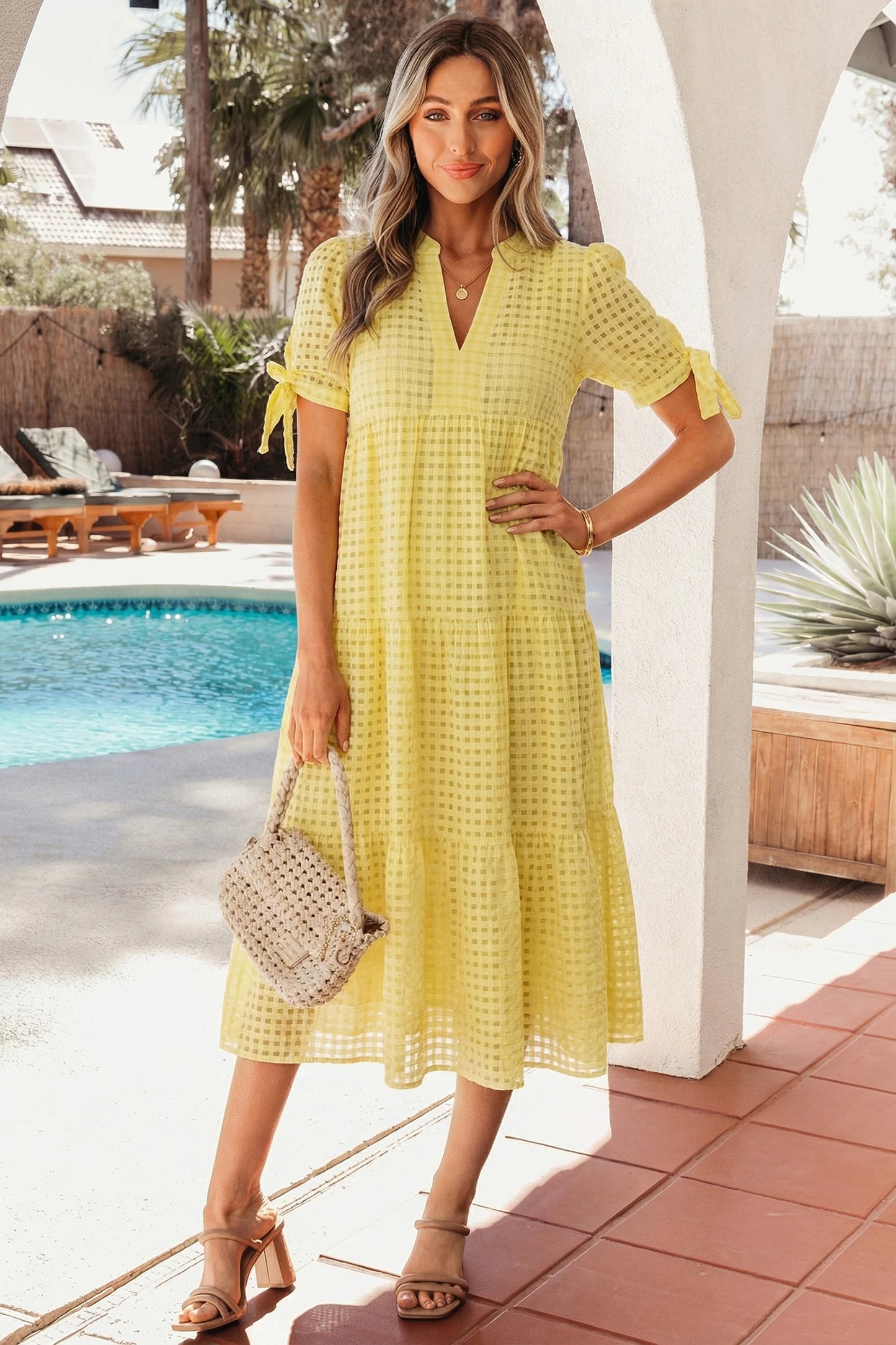 GINGHAM TEXTURED DRESS (IN:911)